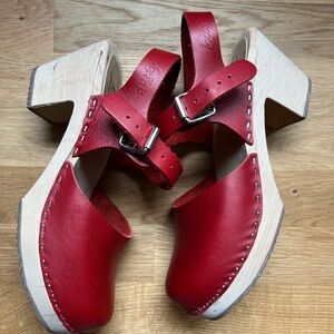Red Leather Lotta From Stockholm Clogs | 39 women’s